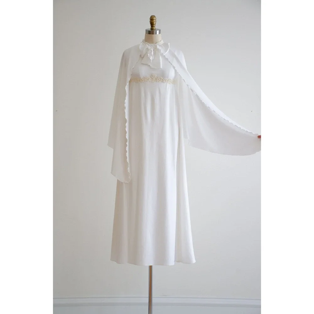 vintage wedding dress 60s Priscilla of Boston sleeveless minimalist white gown‎ - Picture 6 of 10